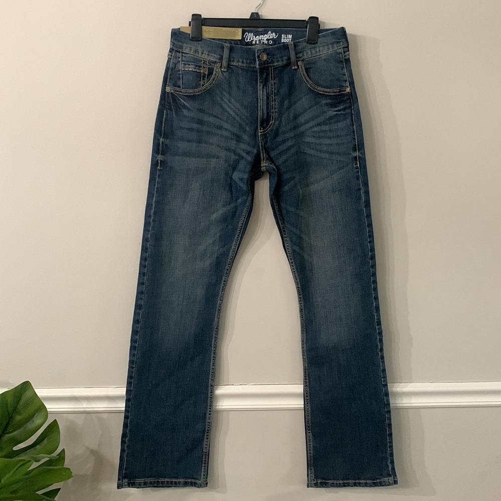 NEW WRANGLER RETRO SLIM STRAIGHT JEANS SIZE:14 regular